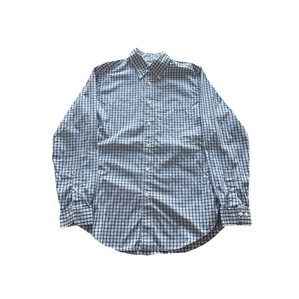 Brooks Brothers Shirt Men's Medium Regent Fit Blue Plaid Long Sleeve Button Down